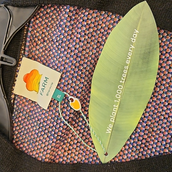 💕FARM RIO💕 Caramel Tropical Stripes Cardigan ~ Tropical Stripes Print XL NWT - Picture 13 of 16